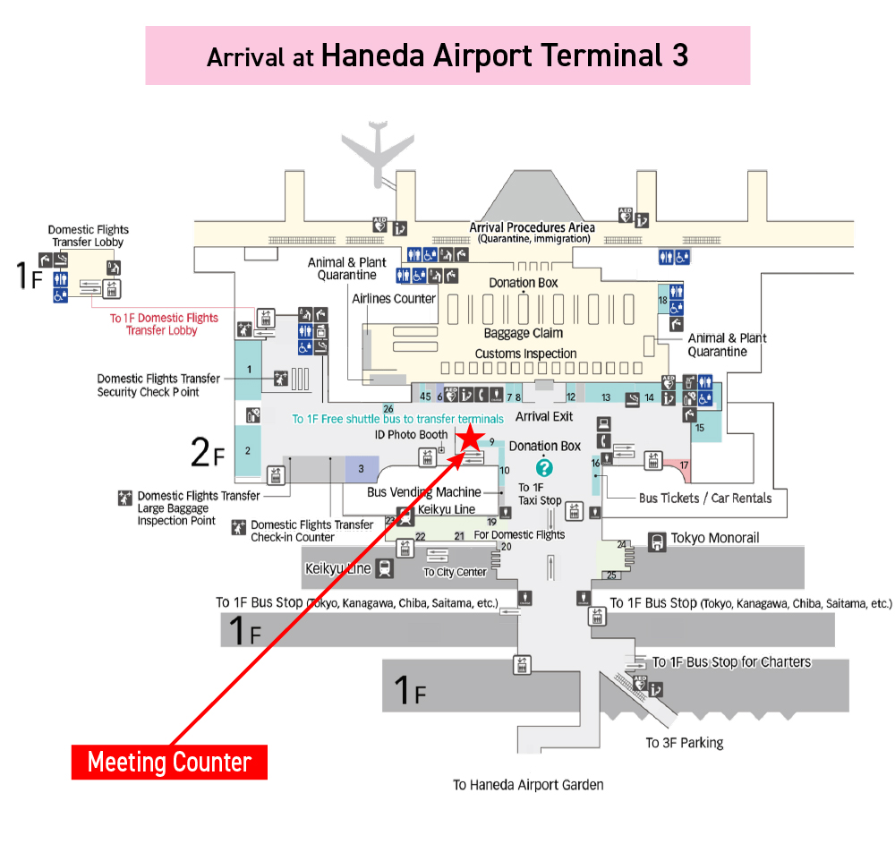 Meeting Counter map for Haneda Airport Terminal 3